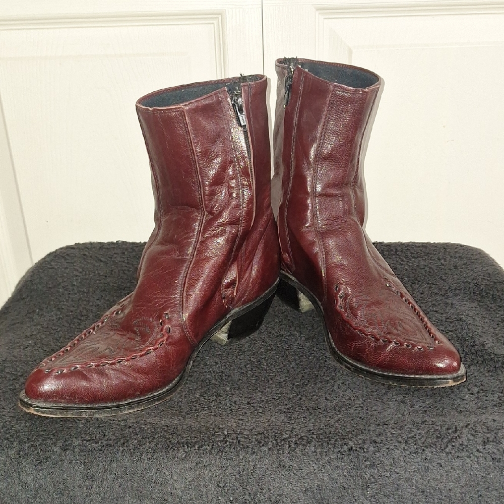Vintage Laredo Men's Leather Boots - Burgundy - 10D